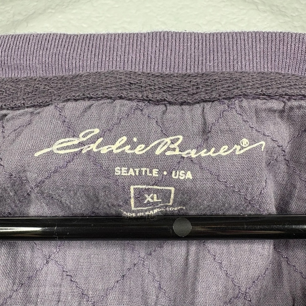 Eddie Bauer Women's Purple Henley Waffleweave Longsleeve - Picture 8 of 10